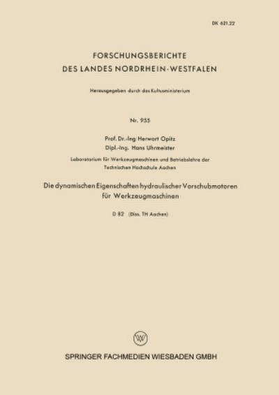 Die dynamischen Eigenschaften hydraulischer Vorschubmotoren für Werkzeugmaschinen