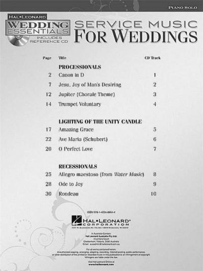 Service Music for Weddings [With CD (Audio)]