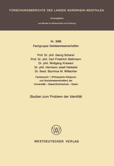 Studien zum Problem der Identität