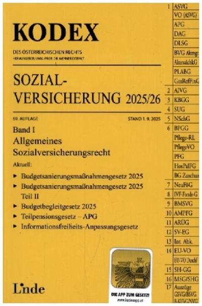 KODEX Sozialversicherung 2025/26, Band I