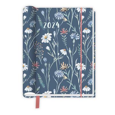 Trötsch Taschenkalender A6 Wire-O Motiv Blumen 2024 - mit Postkarten