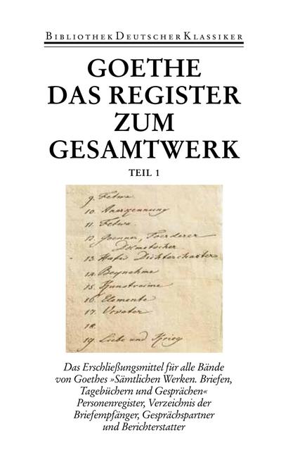 Goethe, J: Sämtliche Werke. Briefe, Tagebücher und Gespräche