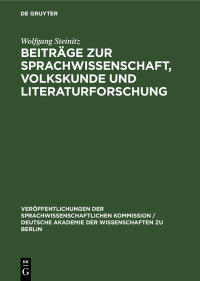 Beiträge zur Sprachwissenschaft, Volkskunde und Literaturforschung