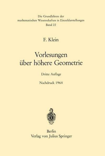 Vorlesungen über Höhere Geometrie