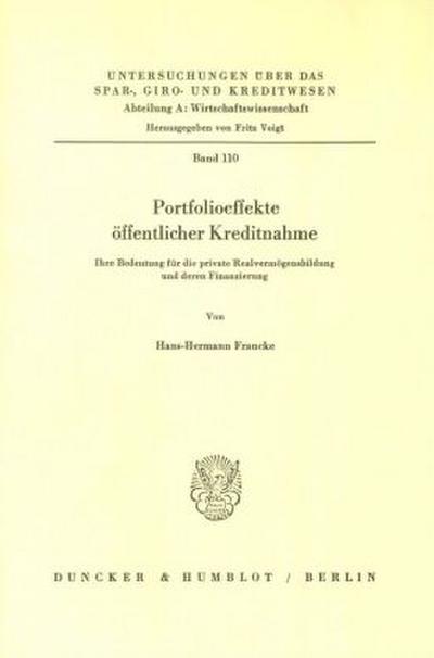 Portfolioeffekte öffentlicher Kreditnahme.
