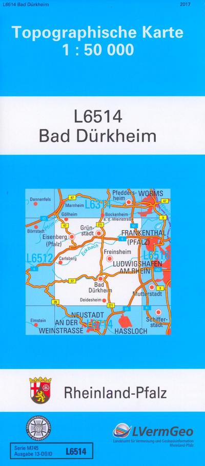 TK50 L6514 Bad Dürkheim: Topographische Karte 1:50000 (Topographische Karten 1:50000 (TK 50) Rheinland-Pfalz (amtlich))