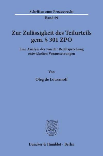 Zur Zulässigkeit des Teilurteils gem.§ 301 ZPO.