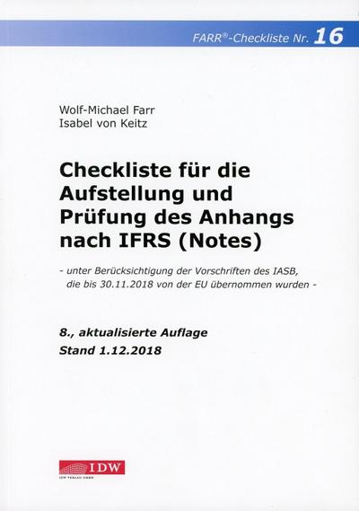 Farr, Checkliste 16 (Anhang n. IFRS), 8. A.