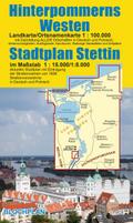 Landkarte Hinterpommerns Westen und Stadtplan Stettin