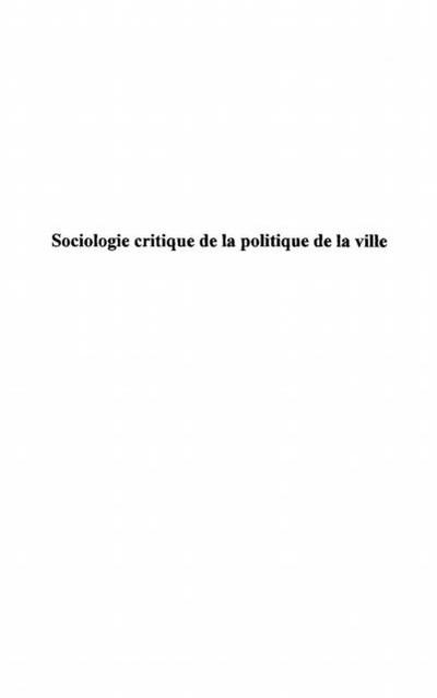 Sociologie critique de la politique de l