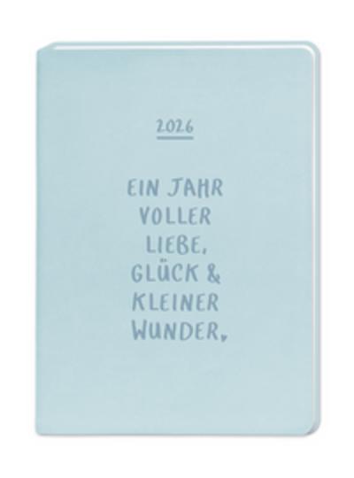 Terminplaner Lederlook 2026 Hellblau