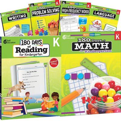 180 Days(tm) Reading, High-Frequency Words, Math, Problem Solving, Writing, & Language for Grade K: 6-Book Set