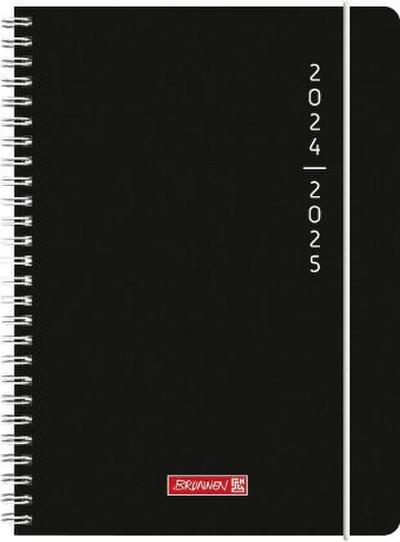 Schülerkalender 2024/2025 "Plain Black", 2 Seiten = 1 Woche, A5, 208 Seiten, schwarz