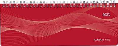 Tisch-Querkalender Profi rot 2023 - Büro-Planer 29,7x10,5 cm - Tisch-Kalender - 1 Woche 2 Seiten - Ringbindung - Alpha Edition