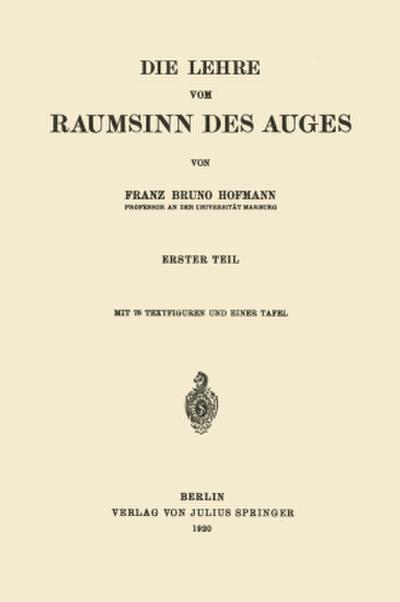 Die Lehre vom Raumsinn des Auges