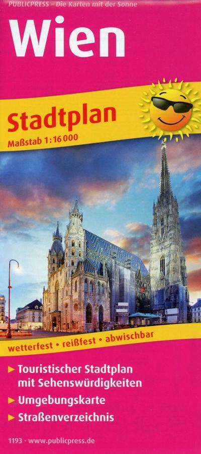 Wien: Touristischer Stadtplan mit Sehenswürdigkeiten und Straßenverzeichnis. 1:16.000 (Stadtplan / SP)
