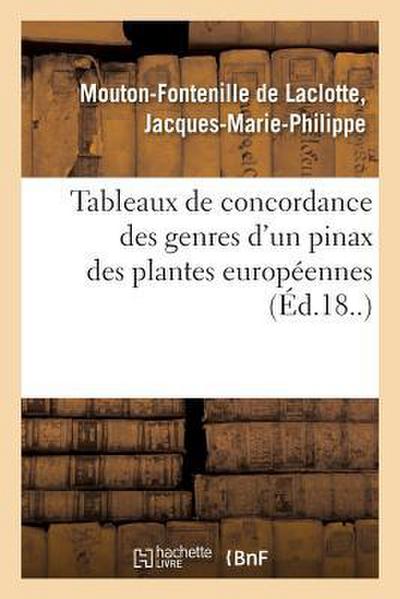 Tableaux de Concordance Des Genres d’Un Pinax Des Plantes Européennes