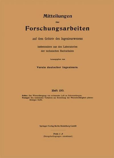 Mitteilungen über Forschungsarbeiten auf dem Gebiete des Ingenieurwesens