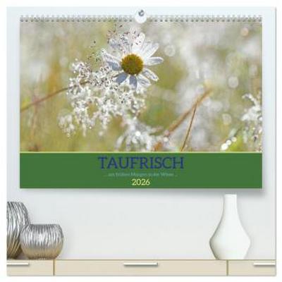 Taufrisch ... am frühen Morgen in der Wiese (hochwertiger Premium Wandkalender 2026 DIN A2 quer), Kunstdruck in Hochglanz