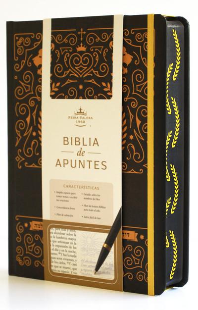 Biblia de Apuntes Rvr 1960 Td, Negro Y Oro (Edición Cantos Pintados) / Spanish Journaling Bible Rvr 1960 Hc Black and Gold
