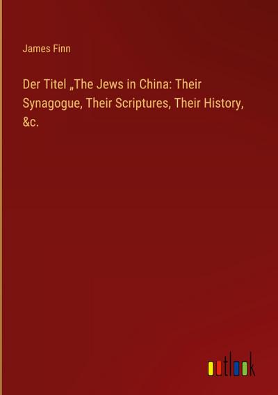 Der Titel "The Jews in China: Their Synagogue, Their Scriptures, Their History, &c.