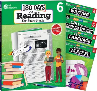 180 Days(tm) Reading, Math, Problem Solving, Writing, & Language for Grade 6: 5-Book Set