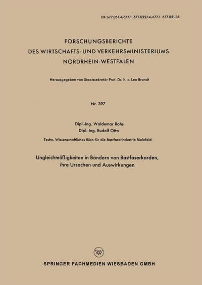 Ungleichmäßigkeiten in Bändern von Bastfaserkarden, ihre Ursachen und Auswirkungen