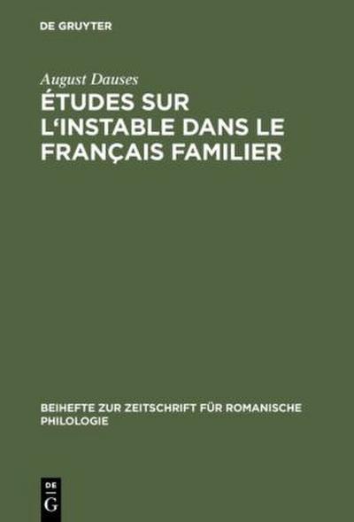 Études sur l’instable dans le français familier