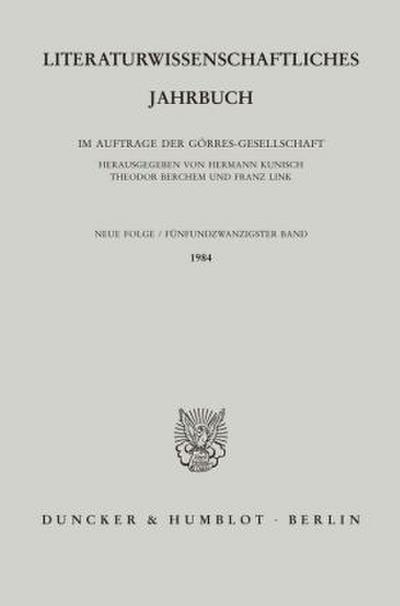 Literaturwissenschaftliches Jahrbuch.. Bd.25/1984