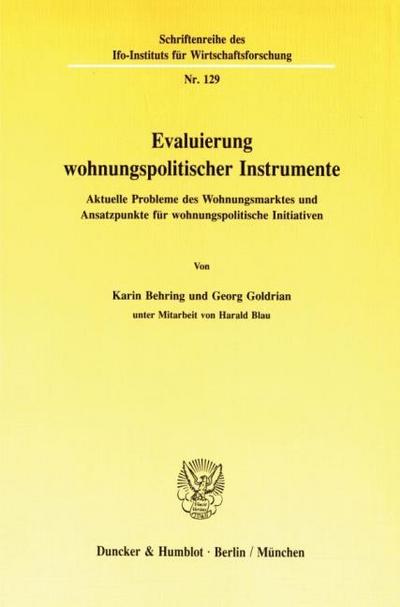 Evaluierung wohnungspolitischer Instrumente.