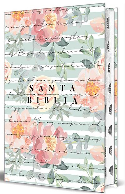 Biblia Reina Valera 1960 Letra Grande, Tamaño Manual Con Índice, Tapa Dura Rosas Rosadas / Spanish Bible Rvr 1960 Handy Size Large Print Hc with Thumb Index