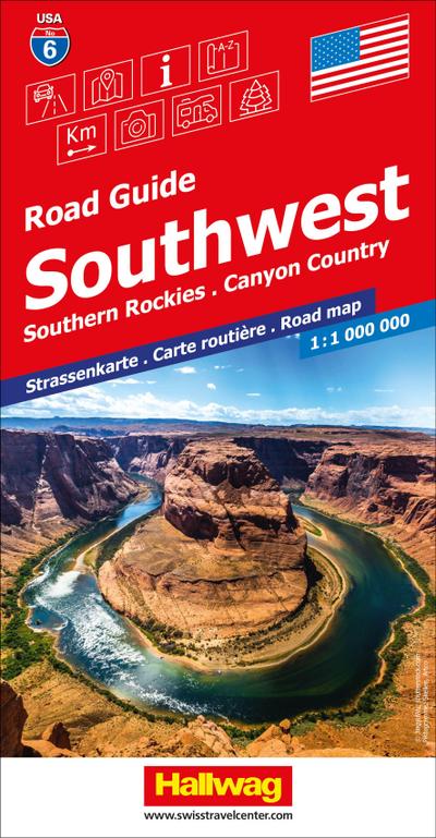 Southwest, Southern Rockies, Canyon Country Strassenkarte 1:1 Mio, Road Guide Nr. 6