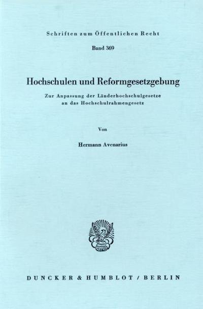Hochschulen und Reformgesetzgebung.