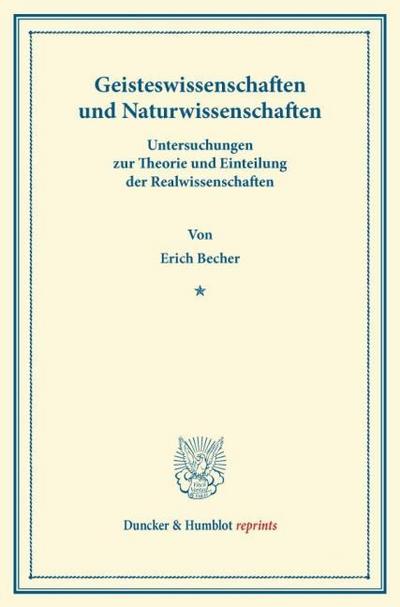 Geisteswissenschaften und Naturwissenschaften.