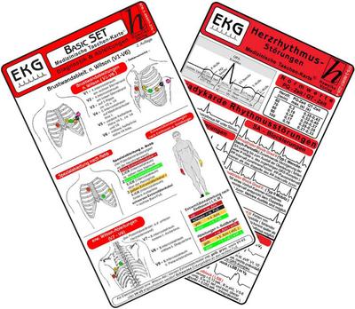 EKG Basic Set (er Set) - Herzrhythmusstörungen, EKG Auswertung - Medizinische Taschen-Karte