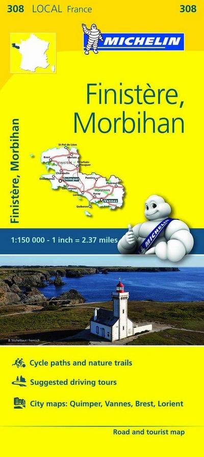 Finistere, Morbihan - Michelin Local Map 308
