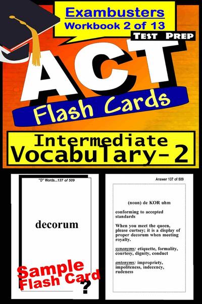 ACT Test Prep Intermediate Vocabulary Review--Exambusters Flash Cards--Workbook 2 of 13