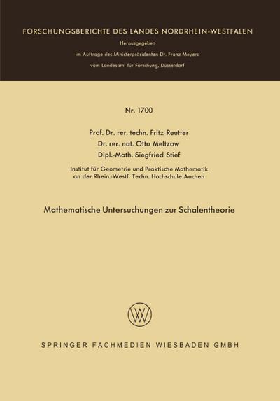 Mathematische Untersuchungen zur Schalentheorie