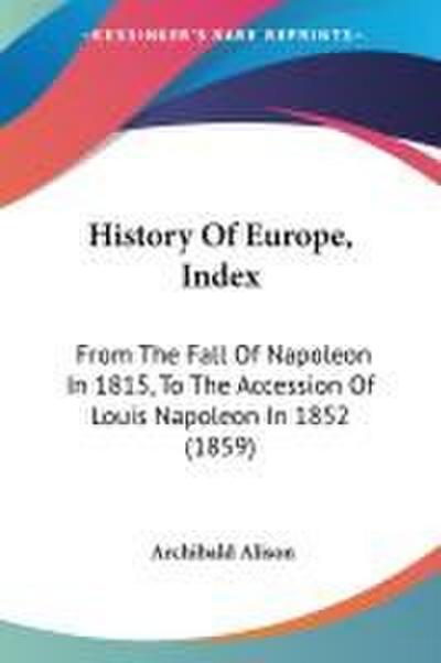 History Of Europe, Index