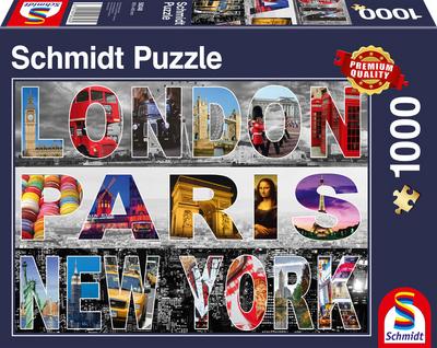 Schmidt Spiele Puzzle 58348 London, Paris, New York, 1000 Teile Puzzle, bunt