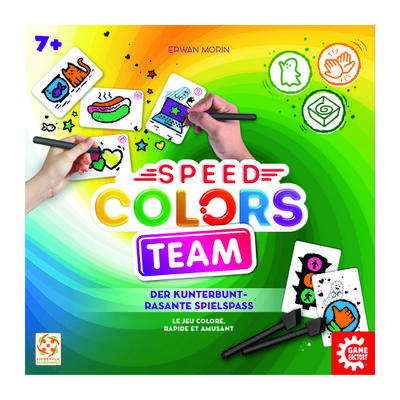 Game Factory 646305 Speed Colors Team, kooperatives Partyspiel zum Ausmalen, Familienspiel, Merkspiel ab 7 Jahren, Kinderspiel, für 2-6 Spieler, M