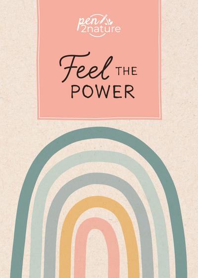 Feel The Power . Nachhaltiges Notizbuch in A5 mit Hardcover und Regenbogen-Motiv