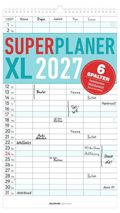 Superplaner XL 6 Spalten 2027