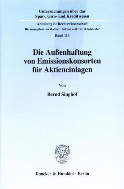 Die Außenhaftung von Emissionskonsorten für Aktieneinlagen.