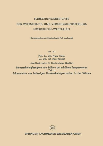 Dauerschwingfestigkeit von Stählen bei erhöhten Temperaturen