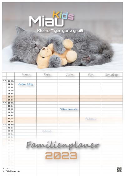 Miau Kids - kleine Tiger ganz groß - Der Katzenkalender - 2023 - Kalender DIN A3 - (Familienplaner)