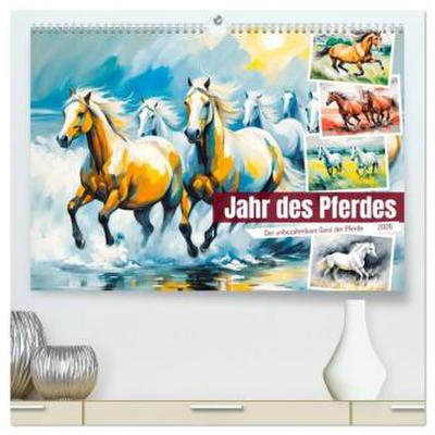 Jahr des Pferdes - Der unbezähmbare Geist der Pferde (hochwertiger Premium Wandkalender 2026 DIN A2 quer), Kunstdruck in Hochglanz