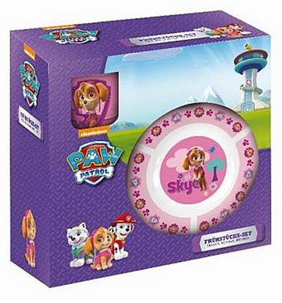 POS 29463088 - Frühstücksset mit Paw Patrol Motiv, 3 teiliges Geschirrset für Kinder, aus Keramik, bestehend aus Teller, Schale und Tasse, spülmaschinengeeignet