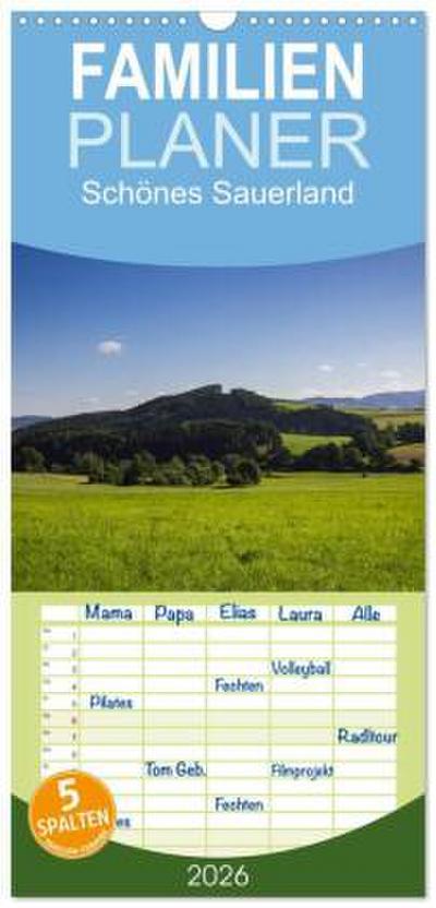 Familienplaner 2026 - Schönes Sauerland mit 5 Spalten (Wandkalender, 21 x 45 cm) CALVENDO