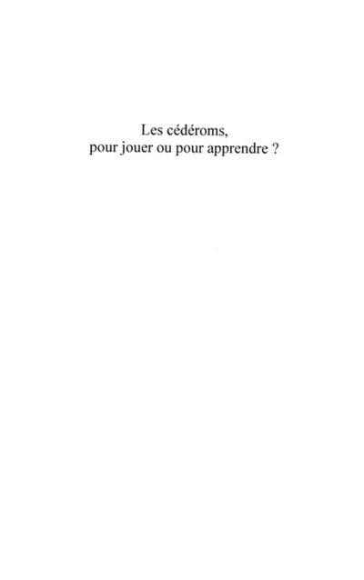Cederoms pour jouer ou pour apprendre le